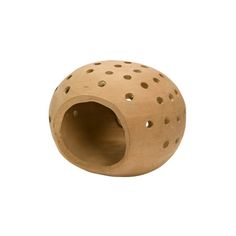 a wooden object with holes in it on a white background