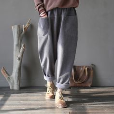 BABAKUD Cotton Corduroy Radish Pants Women Casual Harlan Pants One Size Gray Pants Women Casual, Casual Pant, Loose Trousers, Black Camel, Fashion Couple, Women Pants Casual, Pants Women, Cotton Cord, Suits You