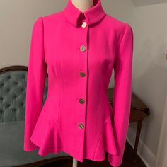 Nwt! Excellent Condition Ted Baker Wool/Cashmere Blend In “Mid Pink.” This Is A Bright, Hot Pink. Typically, 2 In Ted Baker Should Fit Size 6 In Us. Black Wrap Coat, Peplum Coat, Wool Wrap Coat, Linen Sundress, Wool Winter Coat, Peplum Jacket, Wool Winter, Wrap Coat, Double Breasted Coat