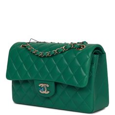 Chanel Bag Green, Green Leather Shoulder Bag With Turn-lock Closure, Designer Green Flap Bag For Travel, Luxury Green Rectangular Flap Bag, Designer Green Double Flap Bag, High-end Green Bags With Gold-tone Hardware, High-end Green Shoulder Bag With Gold-tone Hardware, Formal Green Bag With Turn-lock Closure, Luxury Green Double Flap Bag