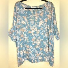 Blue Floral Flowy Smocked Short Sleeve Blouse Tunic Shirt Women’s Size Large, New With Tags. Lightweight, Flowy 100% Rayon In A Light Slate Blue Color With Neutral Blue, Beige, And Cream Garden Flower Print. Smocked Cuffs. Relaxed Roomy Oversized Fit. Would Be Super Pretty Contrast With White Jeans Or Capris! Perfect To Wear In Spring, Easter And Mother's Day! Chest: 30” Underarm To Underarm Sleeves: 17” Length: 26” Measurements Are Approximate, Please Review Before Purchase To Help Ensure Fit. Light Blue Flowy Casual Blouse, Casual Flowy Light Blue Blouse, Light Blue Smocked Back Top For Spring, Blue Relaxed Fit Summer Blouse, Light Blue Flowy Casual Tops, Vacation Blouse With Smocked Back And Short Sleeves, Short Sleeve Blouse With Smocked Back For Vacation, Light Blue Short Sleeve Blouse For Brunch, Flowy Smocked Casual Tops