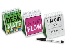 three desk calendars with the words i'm in the flow written on them