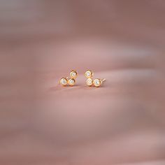 Petite Trio Small Diamond Earrings, 14K Gold Vermeil, 1/10 ct Lab Grown Diamond-1 Small Diamond Earrings, Playful Earrings, Studs Earrings, Gold Vermeil, Lab Grown Diamonds, Diamond Earrings, Everyday Wear, In Style, Fine Jewelry