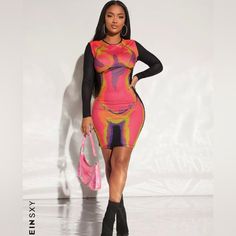 This Item Had Only Been Worn Once. Nothing Is Torn Or Ripped. Still Has The Tag Trendy Pink Mini Dress For Club, Pink Mini Bodycon Dress For Club, Pink Bodycon Club Dress For Spring, Pink Bodycon Dress For Club And Spring, Pink Bodycon Dress For Club And Spring Season, Shein Dress, Black Pink, Bodycon Dress, Colorful Dresses