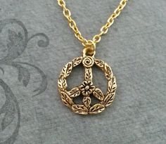 Peace Sign Necklace SMALL Gold Peace Jewelry Flower Peace Necklace Bohemian Necklace Hippie Necklace Peace Jewelry, Peace Necklace, Peace Sign Necklace, Sign Necklace, Hippy Gifts, Symbol Necklace, Jewelry Flower, Hippie Necklace, Bohemian Necklace