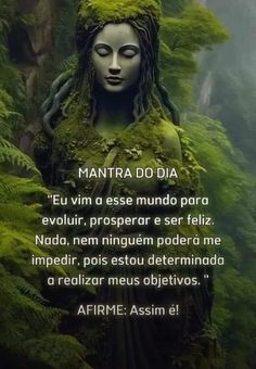 an image of a woman with moss growing on her head and the words mantra do dia