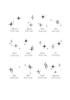 an image of stars in the sky with different sizes and shapes on it's side