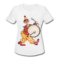 Clown funny face design - Womens Moisture Wicking Performance T-Shirt | Absitarek94 Novelty Custom Print T-shirt For Gift, White Novelty T-shirt With Custom Print, Funny Sublimation Print T-shirt For Fans, Funny T-shirt With Sublimation Print For Fans, Fun Custom Print T-shirt For Gift, Fun Custom Print T-shirt As Gift, Playful Fan Merchandise T-shirt With Crew Neck, Clowns Funny, Welcome Home Gifts