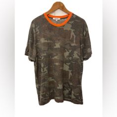 Camouflage With Orange Neck “The Ringer Tee” By Found Clothing Bust - 43 Inches (21.5 Inches Armpit To Armpit) Sleeve - 8 Inches Length - 27 Inches Short Sleeve T-Shirt Size - Xl Polyester/Rayon/Spandex Blend Super Soft Feel Made In Usa Comment With Any Questions! Unique Shirts Design, Boyfriend Tshirt, The Ringer, Ringer Tee, Boyfriend T Shirt, Trendy Shirts, Camo Print, Stylish Shirts, Summer Tops