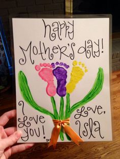 a mother's day card with hand painted flowers