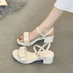 Shipping: Worldwide Express Shipping AvailableDelivery time: 7-15Days Fast ShippingReturns: Fast refund, 100% Money Back Guarantee.Brand Name: OYMLGHeel Height: Med (3cm-5cm)With Platforms: NoSandal Type: Modern SandalsOrigin: Mainland ChinaOccasion: CasualUpper Material: PUOutsole Material: RubberBack Counter Type: Ankle StrapPattern Type: SolidSide Vamp Type: OpenFit: Fits true to size, take your normal sizeStyle: ConciseHeel Type: Square heelLining Material: PUClosure Type: Buckle StrapModel Sepatu Pump, Fancy Sandals, Shopping Shoes, Fashion Shoes Heels, Green Bras, Cute Shoes Heels, Mid Heel Shoes, Trendy Sandals, Girly Style