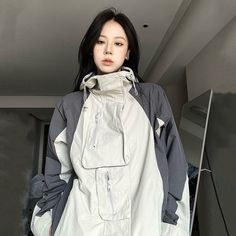 Hara Harajuku Sporty Anorak Jumpers Outdoor Jacket Women, Korean Coat, Coat Korean, Outdoor Jackets, Vintage Outdoor, Women Y2k, Jackets Women, Preppy Aesthetic, Outdoor Jacket