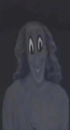 a creepy woman with big eyes and long hair