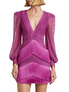 Fringe Cut-Out Mini Dress in Cerise Hemant And Nandita, Vibrant Style, Bodysuit Blouse, Cami Nyc, Bow Back, Tie Bow, Love Clothing, Jumpsuit Shorts Rompers, Crop Top Sweater