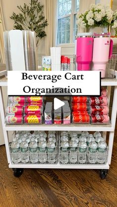 the beverage cart organization system is organized and ready to be used