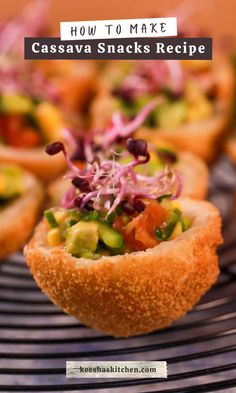 several small sandwiches on a plate with text overlay that reads how to make cassasana snacks recipe