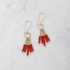 EAR-GF Carnelion Fringe Earring French Hook Beaded Drop Earrings, Red Long Drop Earrings With Ear Wire, Red Dangle Jewelry With French Hook, Adjustable Dangle Wrap Earrings With Ear Wire, Red Brass Earrings With Ear Wire, Long Drop Brass Earrings With Ear Wire, Long Drop Brass Earrings With French Hook, Ear Wire Drop Earrings For Jewelry Making, Long Drop French Hook Earrings For Gift