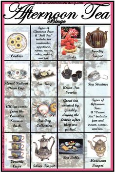 a poster with different types of teas on it