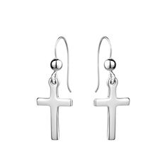 GL Creations- Sterling Silver Polished Cross Drop Earrings History Jewelry, Drop Earrings Silver, Sterling Silver Drop Earrings, Silver Drop Earrings, Watches Jewelry, Earrings Silver, Jewellery And Watches, Silver Color, Women's Earrings