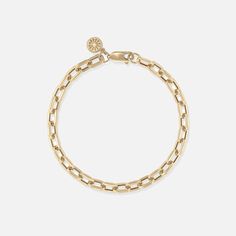 The EMBLM Chain Link Bracelet is an edgier take on this classic style. This bracelet makes for the perfect layering piece and is sure to stand out in your stack. 7" chain link 14k yellow gold Please allow 4-8 weeks for production Handmade in Los Angeles Classic Chain Bracelet With Solid Link Construction, Classic Link Bracelets With Solid Link Construction, Classic Jubilee Link Chain Bracelet, Classic Jubilee Chain Bracelet, Classic Oval Link Tarnish Resistant Bracelets, Classic Oval Link Tarnish Resistant Bracelet, Classic Oval Link Tarnish-resistant Bracelets, Classic Oval Link Chain Bracelets, Classic Oval Link Chain Charm Bracelet