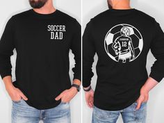 Customize this soccer shirt to meet your needs! Choose from short sleeve, long sleeve, hoodies, and crewneck sweatshirts and add your mascot/team, name, and number! Other color options and styles are available. If you don't see what you're looking for send us a message! The shirts are a UNISEX retail fit - they are more of a relaxed fit and may run a little large on women and those with a smaller frame . Make sure to see the size and fit charts (last images) to confirm the best fit for you. We r Long Sleeve Graphic Print T-shirt For Sports Fans, Long Sleeve T-shirt With Team Name For Sports Season, Sports Fan Long Sleeve T-shirt, Long Sleeve Tops For Football Season Fan Merchandise, Long Sleeve Tops For Football Season, Long Sleeve Tops For Sports Events, Long Sleeve Team T-shirt For Football Season, Sports Fan Long Sleeve T-shirt With Letter Print, Long Sleeve Sports Fan T-shirt