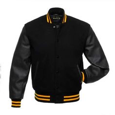 PRICES MAY VARY. The Classic Varsity Jacket is Crafted in a Superior Quality Wool Body and Top Quality Cowhide Leather Sleeves. Polyester Quilted Lining, Keeping you Warm, even During the Coldest Days An Internal(included one mobile pocket) and Two External Side Pockets,Specially Treated Leather Allows for Safe Dry Cleaning. Plastic Coated Metal Buttons on Front Size: XS-5XL,,For Sizing Info. Please check the listing image, If the required size is not in listing, you can purchase any size and se Black Letterman Jacket, Varsity Jacket Black, Leather Sleeve Jacket, Leather Varsity Jackets, Varsity Letterman Jackets, College Jackets, Varsity Jackets, Varsity Jacket Men, Baseball Varsity Jacket