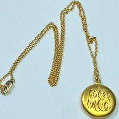 This Is A Turn Of Century 10k Yellow Gold Locket Pendant Necklace. The Pendant Is In Round Shaped, Monogram Etched In Front. Approx. 14mm Round. Satin Finished. It Can Hold Two Photo. It Suspends Along A 10k Curb Link, Lobster Clasp, 15", Weight 3.6", No Hallmark, Tested Both Locket And Necklace For 10k Locket Pendant Necklace, Gold Locket, Link Necklace, Locket, Womens Jewelry Necklace, Lobster Clasp, Hallmark, Jewelry Necklaces, Monogram