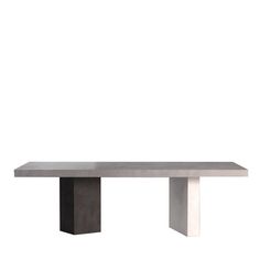 a concrete table with black legs on a white background in the shape of a rectangle