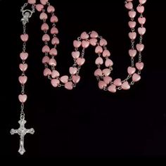 Pink Peach Heart Rosary Necklace The Rosaries For Women Virgin Cross Pendant Catholic Religious Jewelrybx28/3/#2 Rosary Inspired Necklaces, Skull Rosary Necklace, Beeded Cross Necklace, Cross Necklace Victorian, Cute Love Heart, Rosary Prayer, White Love, Rosary Necklace, Heart Chain