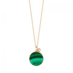 NECKLACE - Ever malachite disc on chain | Ginette NY Malachite Ring, Malachite Rings, Modern Shapes, Malachite Stone, Rose Gold Necklace, Ring Gold, Or Rose, Stone Color, Turquoise Necklace