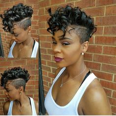 Short Hairstyle Women Black Woman Quick Weave, Both Sides Shaved Hairstyles, Short Mohawk Hairstyles For Black Women, Hairstyles With Shaved Sides