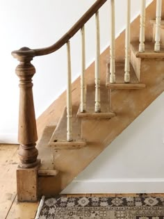 Cottage Staircase, Banister Remodel, Stair Newel Post, The Art Of Slow Living, Art Of Slow Living