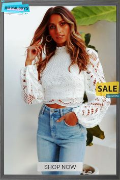 Elegant Women's Long Sleeve Lace Blouses Tops White Casual Crochet Hollow Out Turtleneck Stylish Cropped Shirts Female Pullovers Long Sleeve Hollow Out Crop Top For Spring, Spring Long Sleeve Hollow Out Crop Top, Chic Long Sleeve Hollow Out Tops, Summer Long Sleeve Crochet Top With Lace Patchwork, Summer Crochet Top With Lace Patchwork Long Sleeves, Spring Cropped Tops With Hollow Out Details, Cropped Hollow Out Top For Spring, Cropped Hollow-out Tops For Spring, Cropped Lace Top For Fall