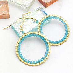 Blue Chalcedony Hoop Earrings - Gemstone Hoops - Simple Gold Hoops - Birthday Gift Blue Hoop Earrings For Everyday, Blue Round Hoop Earrings For Everyday, Blue Wire Wrapped Hoop Earrings, Blue Wire Wrapped Round Hoop Earrings, Blue 14k Gold Filled Hoop Jewelry, Everyday Blue Wire Wrapped Hoop Earrings, Blue Wire Wrapped Hoop Earrings For Everyday, Blue Nickel-free 14k Gold-filled Hoop Earrings, Blue Crystal Necklace