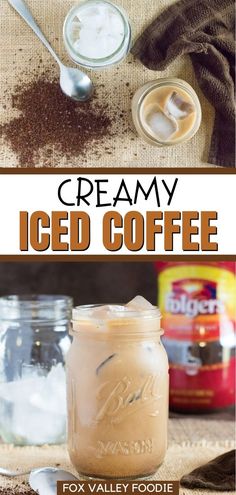 an iced coffee recipe in a mason jar