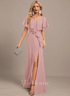 JJ's House Evening Dresses (292102) | JJ's House Cascading Ruffles, Chiffon Evening Dresses, Stylish Work Outfits, Wedding Season, Evening Dress, Work Outfit, Floor Length, Ruffles, Evening Dresses