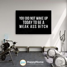 Did Not Wake Up To Be A Weak Ass Bitch Wall Art Home Gym Room Print Decor -P596 Man Cave Workout Room, Cozy Industrial Office Design, Home Gym Art Wall Decor, Home Gym Set Up Ideas Garage, Wall Gym Design, Boho Gym Decor, Home Gym Wall Art, Gym Bathroom Ideas, Gym Ideas Design