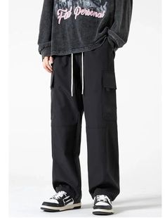 fb-feed Drawstring Cargo Pants, Cargo Pants, Korean Fashion, Elastic Waist, Elastic, Pants, Black, Trousers