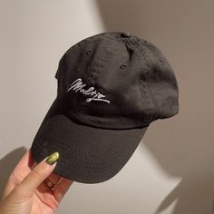 Mod + Jo Baseball Cap - Mod + Jo Trendy Black Dad Hat With Embroidered Logo, Black Dad Hat With Embroidered Logo For Everyday, Black Curved Brim Dad Hat For Spring, Black Dad Hat Baseball Cap For Spring, Black Curved Bill Dad Hat For Spring, Trendy Black Dad Hat For Baseball Season, Black Baseball Cap For Spring, Trendy Black Dad Hat For Everyday, Black Curved Brim Dad Hat