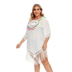 This bathing Cover Up can be used as a beach cover-up, casual T-shirt dress, summer top, sun shirt, perfect for bikini or any summer shorts, suitable for beach, party, daily wear, swimming pool. It is an excellent choice for your vacation Plus Size Beach Dresses Crochet White Beach Bikini Coverup And Ideal For Summer Season. Size Chart: Specifications: Pattern Type: Solid Material: Acrylic Season: Summer Gender: Women Occasion: Daily, Swimming pool, Beach, and Sea Fit: Fits true to size, take yo Half Sleeve Tops For Summer Vacation, Cotton Beach Cover-up For Beach Season, Summer Beach Top With Half Sleeves, Summer Beach Tops With Half Sleeves, Half Sleeve Beach Top For Summer, Casual White Swimwear For Beach Cover-up, Casual Beach Cover-up For Resort Season, Summer Half Sleeve Tops For Vacation, Bohemian Half Sleeve Summer Tops