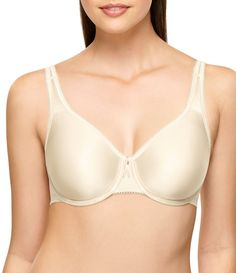 From Wacoal&#x2C; the Basic Beauty Body Suede Full-Busted Underwire Bra features:Bodysuede® fabric feels sleek and smooth on the bodyunlined&#x2C; two-ply stretch nylon cupstailored neckline and smooth cups give smooth shape under t-shirts or sweaterssupportive&#x2C; close-set&#x2C; fully-adjustable straps that stay on your shouldersseamless&#x2C; full coverage underwire brainner slings for great supporthook-and-eye back closur Elegant Full Coverage Soft Touch Bra, Elegant Solid Bra With Medium Bust Support, Elegant Solid Color Bra With Medium Bust Support, Elegant Soft Touch Bra, Elegant Contoured Bra With Medium Bust Support, Elegant Smoothing Fitted Bra, Elegant Full Cup Bra With Soft Touch, Elegant Full Cup Soft Touch Bra, Soft Touch Elegant Bra