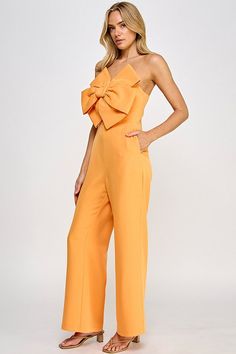 bow front jumpsuit with optional straps Brand: Milk & Honey Style: 39549RL Fabric: 95% Polyester, 5% Spandex Details: Spring Tie Back Jumpsuits And Rompers, Spring Jumpsuits And Rompers With Tie Back, Spring Solid Color Jumpsuits And Rompers With Tie Back, Spring Party Strapless Jumpsuit In Solid Color, Spring Party Jumpsuits And Rompers With Bow, Spring Party Jumpsuit With Bow, Fitted Summer Jumpsuits And Rompers With Bow, Chic Summer Jumpsuits And Rompers With Bow, Plus Jumpsuit