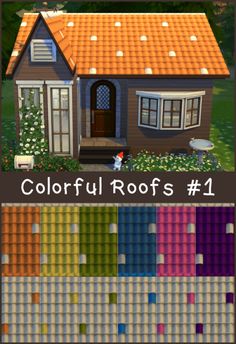 an image of a house with different colors on it and the words, colorful roofs 1