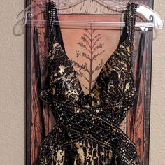 Glam Gurlz Black & Gold Evening Gown Never Worn Hanging In Closet In Garment Bag For 10yrs. Tag Says Sz 8, But Runs Small! No Damage Or Missing Sequins/Stones. Wow Dresses Glamour Evening Gowns, 1920s Gala Dress, Black And Gold Homecoming Dress, Black And Gold Formal Dress, Black And Gold Evening Gown, Black And Gold Prom Dress, 1920s Evening Gowns, Hollywood Glam Dress, Dresses Glam