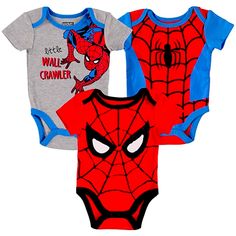 Marvel Spiderman 3pc Baby Onesies Boutique Item Brand New With Tags (Nwt) Officially Licensed And Authentic Color: Blue, Red, Grey Snap Closure Material Composition: 60% Cotton, 40% Polyester Available Sizes: 0-3m, 3-6m, 6-9m This Set Includes 3 Bodysuits Featuring Spider Man Fun And Unique Character Graphic That Can Be A Comfy Everyday Costume As Well Very Soft, Comfortable, And Adorable Tags: Infant Clothes Clothing Pieces Piece Lot Girls Kids Unisex Children's Short Sleeve Snaps Bodysuits One Newborn Baby Boy Clothes Summer, Cute Baby Clothes For Boys, Toddler Halloween Costume Ideas, Cute Baby Things, Baby Boy Stuff, Infant Boy Clothes, Boy Baby Clothes, Newborn Baby Boy Clothes, Baby Spiderman