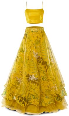 Get ready to light up the party in this turmeric yellow lehenga🌻 This gorgeous set features floral and greenery patterns with shimmering sequin work, topped off with a flowy net fabric layer for that mystical touch. Perfect for any Indian event, especially the Haldi or Sangeet. You'll be the sunshine of the celebration! Turmeric Yellow, Mens Indian Wear, Be The Sunshine, Western Wear Dresses, Yellow Lehenga, Spaghetti Strap Blouses, Kids Dresses, Net Fabric, Cute Crop Tops