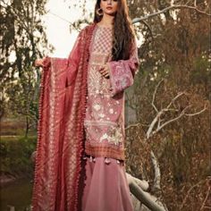 Xl 3 Piece Laxauary Lawn Salwarkameez Embodied Jiqard Duppata Fitted Cambric Wedding Dress, Sheer Dupatta Cambric Palazzo Set, Dabka Work Shantoon Palazzo Set, Long Sleeve Georgette Salwar Kameez With Self Design, Designer Chinon Dresses, Chinon Long Sleeve Lawn Suit For Festivals, Long Sleeve Chinon Lawn Suit For Festivals, Eid Dresses With Dabka Detailing, Festive Long Sleeve Mulmul Sharara