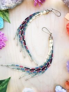 Long Seed Bead Earrings, Boho Beaded Earrings, Santa Margarita, Long Fringe, Diy Wire Jewelry, Long Fringes, Dusters, Earrings Bohemian, Bugle Beads