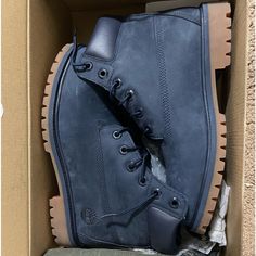 Brand New Navy Blue Waterproof Timberland Boots. Original Box Included. Blue Waterproof Lace-up Boots, Blue Timberland Boots With Round Toe, Blue Timberland Leather Boots, Blue Leather Timberland Boots, Casual Blue Weatherproof Boots, Casual Blue Boots With Reinforced Toe, Casual Weatherproof Blue Boots, Casual Blue Outdoor Boots, Casual Blue Boots For Outdoor