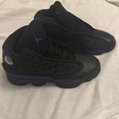 Jordan Purple 13’s Size Youth 5. Was Given As A Gift Worn Once, They Are Like Brand New! Any Questions I’m Am Here To Answer Any Black And Purple Air Jordans, Purple Breathable Lace-up Basketball Shoes, Purple Lace-up Breathable Basketball Shoes, Purple Mid-top Jordan Shoes For Streetwear, Purple Mid-top Cushioned Basketball Shoes, Purple Lace-up Jordan Shoes For Streetwear, Purple Synthetic Jordan Sports Shoes, Purple Synthetic Jordan Shoes For Sports, Casual Purple Lace-up Basketball Shoes